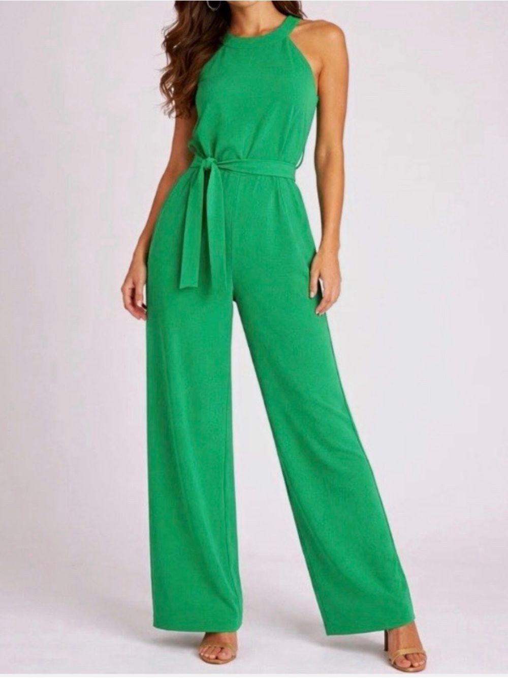 Lilly Pulitzer Emerald Green Halter-Waist Wide Leg Jumpsuit